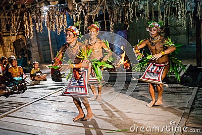 Men Mentawai tribe dance ritual dance. Editorial Stock Photo